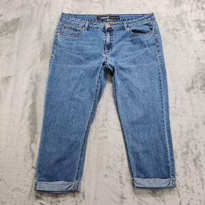 Vintage Y2K Jordache Jean Womens 16 Blue Mid Rise Skinny Crop Cuffed Hem Stretch